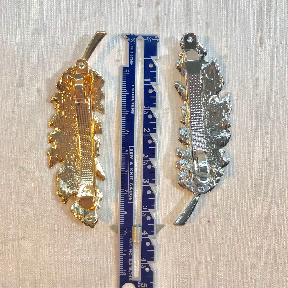 Silver Feather Barrette - Picture 3 of 5